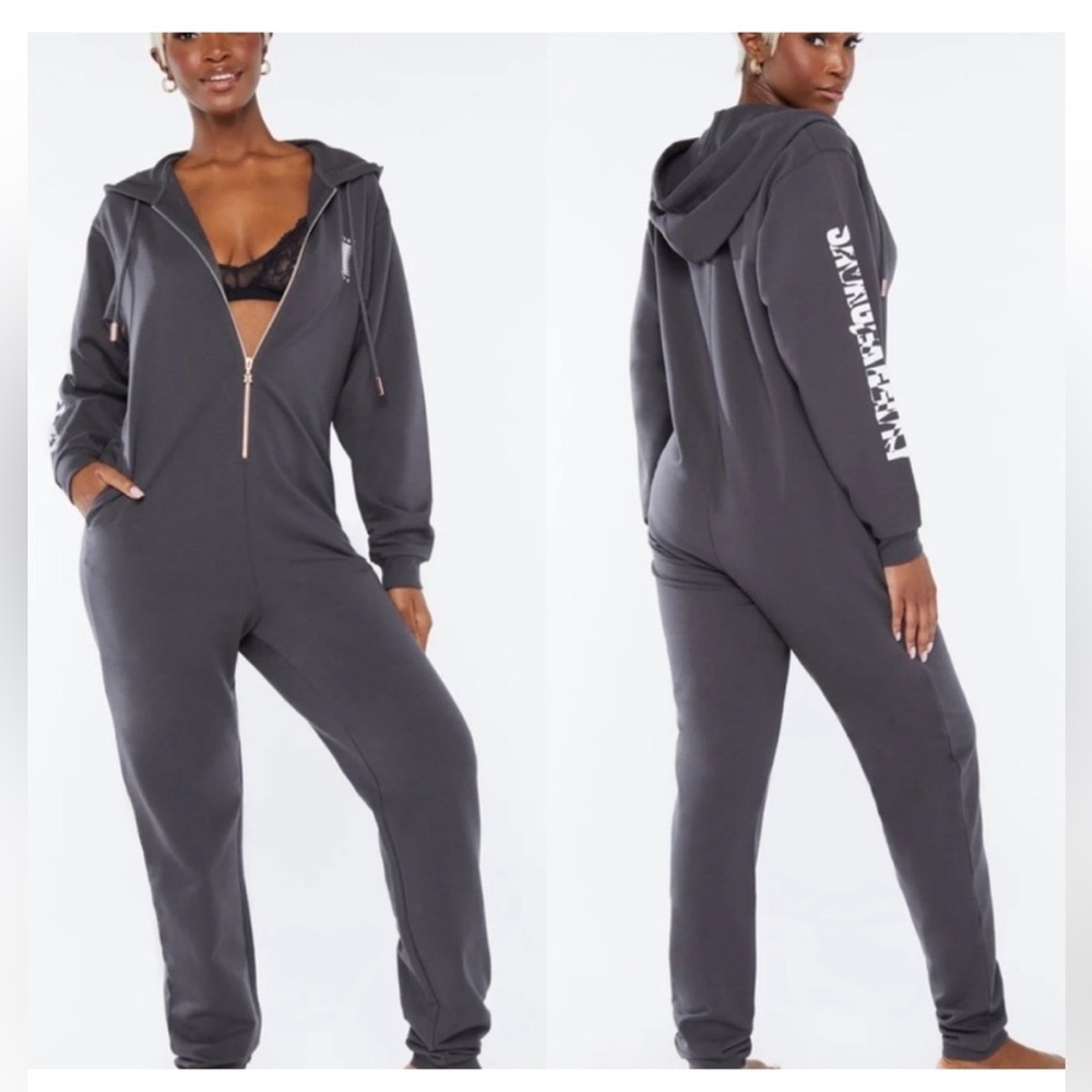 Savage Fenty Women’s Hooded Zip-Front Jumpsuit in Charcoal